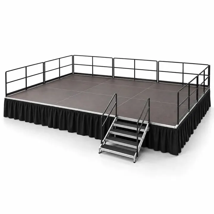 Escenari modular de 8 × 6 m amb baranes i escala